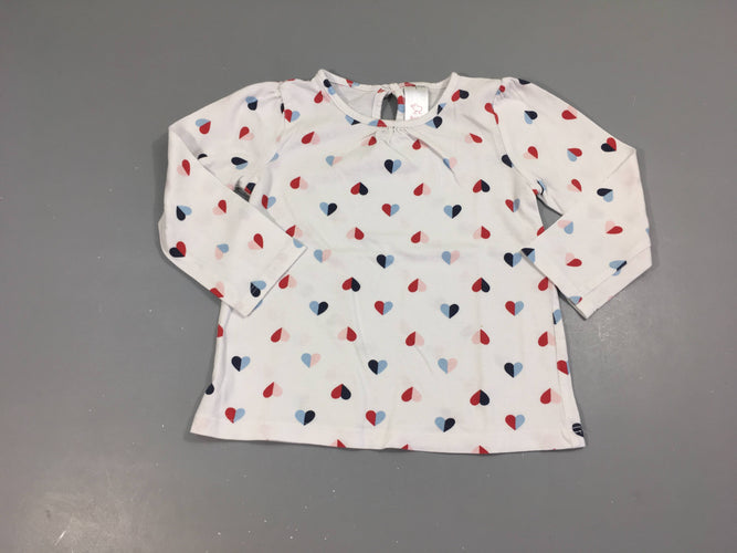 T-shirt m.l blanc coeurs, moins cher chez Petit Kiwi