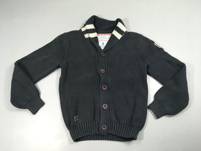 Gilet col châle bleu foncé, moins cher chez Petit Kiwi