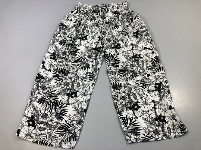 Pantalon  blanc à fleurs  noires, moins cher chez Petit Kiwi