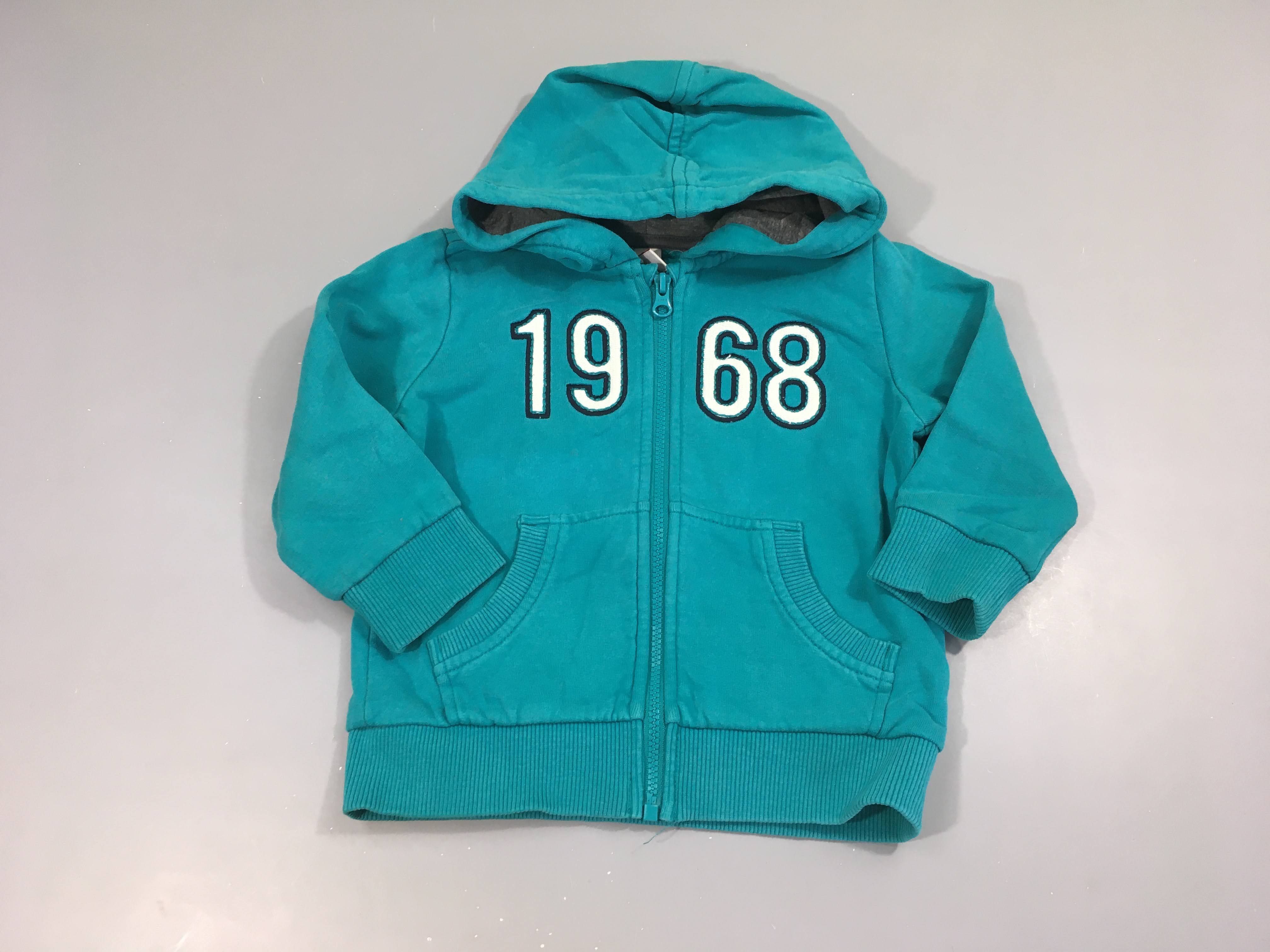 Sweat zippé à capuche vert 1968