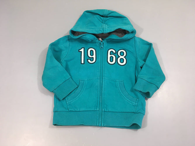 Sweat zippé à capuche vert 1968, moins cher chez Petit Kiwi