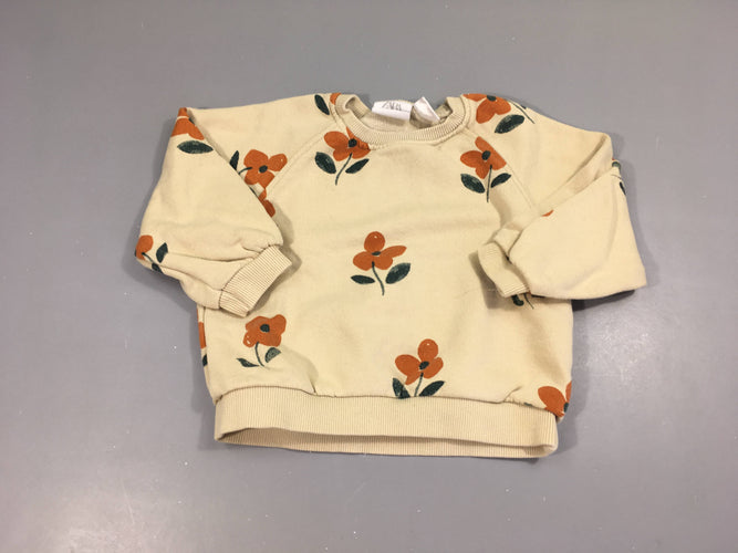 Sweat beige fleurs brunes Légèrement bouloché, moins cher chez Petit Kiwi