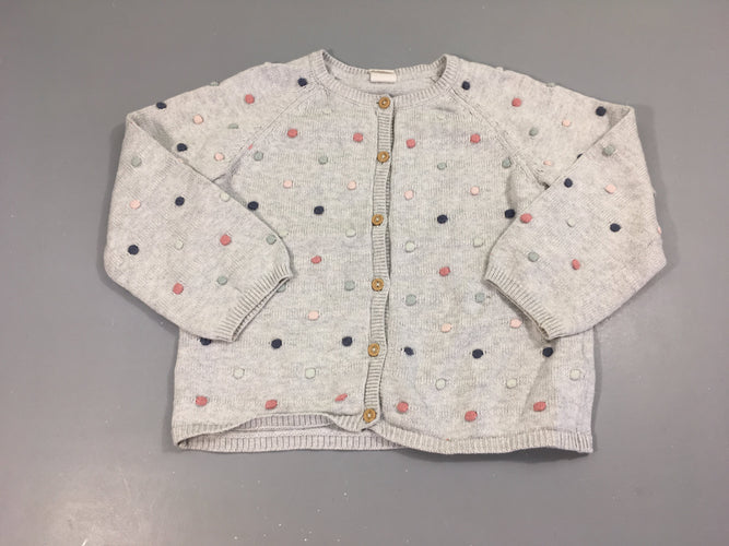 Gilet gris pois texturés de couleurs, moins cher chez Petit Kiwi