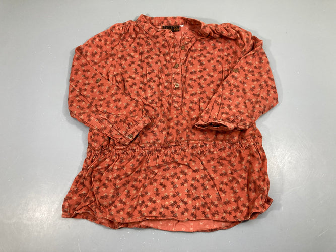 Blouse ml velours rouille fleurs, moins cher chez Petit Kiwi