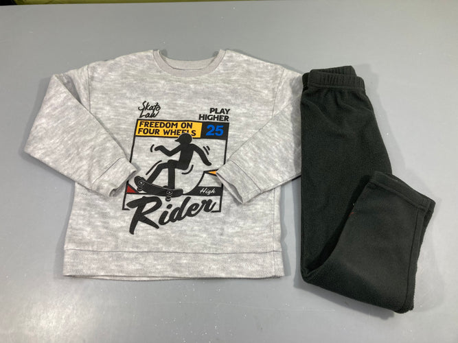 Pyjama 2pcs velours gris clair/foncé Rider, moins cher chez Petit Kiwi