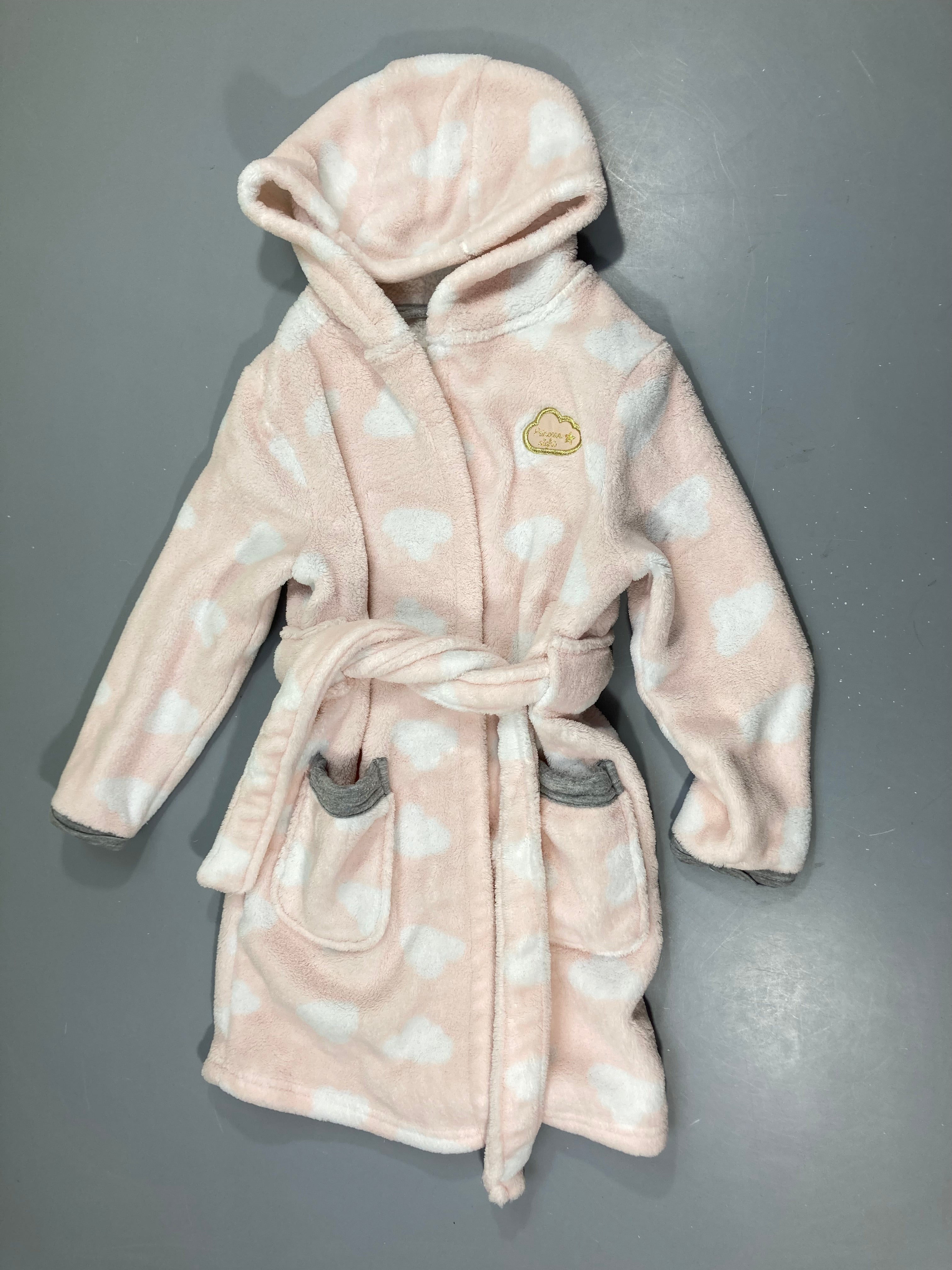 Peignoir velours blanc rose pâle