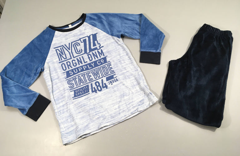 Pyjama velours bleu NYC, moins cher chez Petit Kiwi