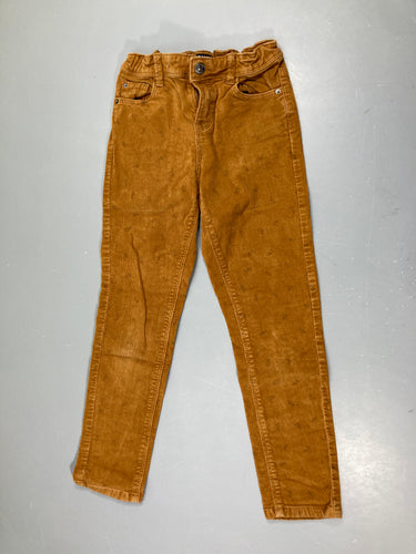 Pantalon velours ocre motifs léger fleurs, moins cher chez Petit Kiwi