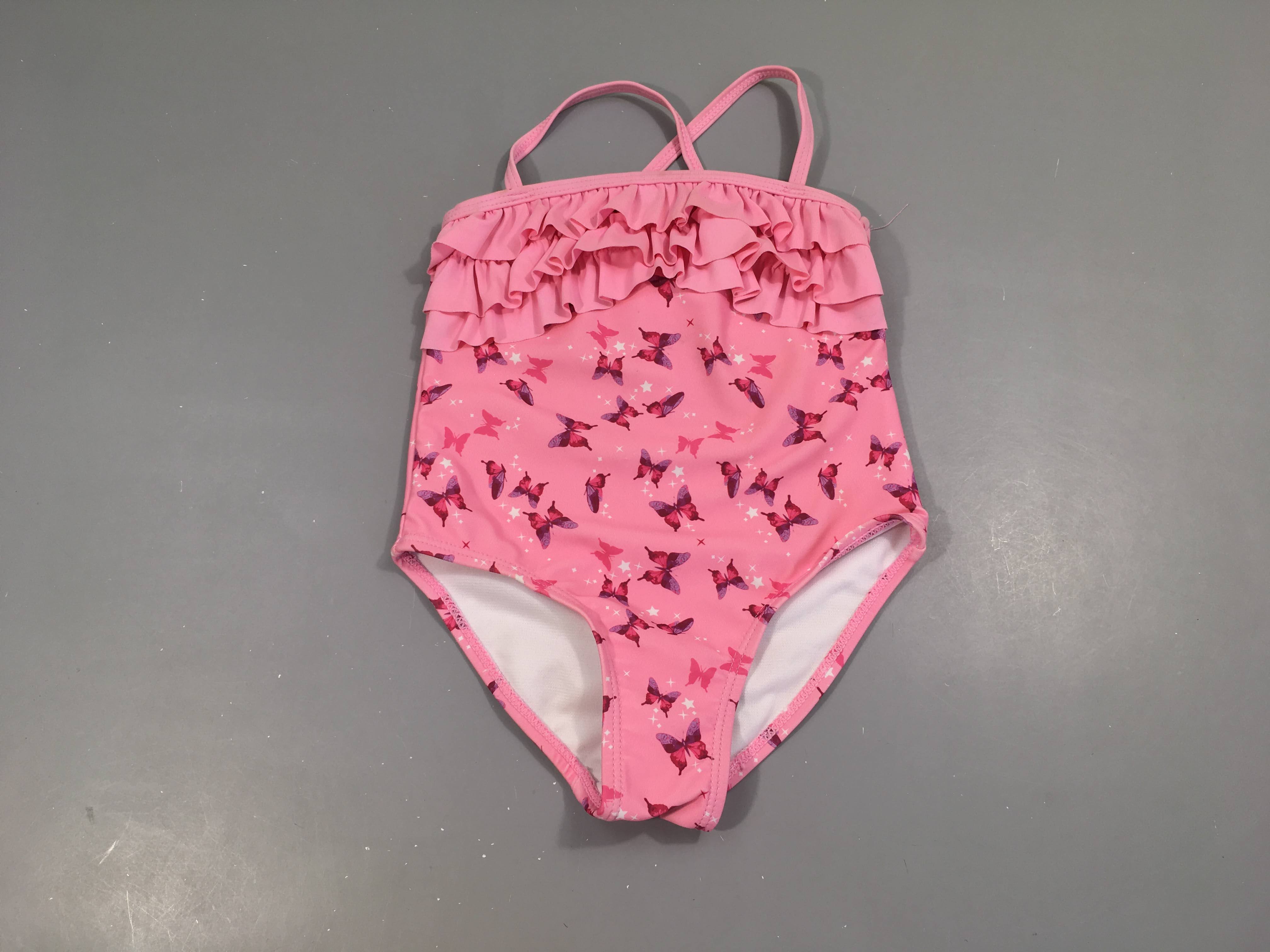 Maillot rose papillons froufrou
