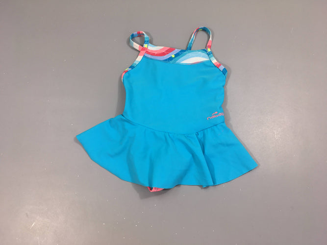 Maillot bleu bords couleurs Nabaiji Taille estimée, moins cher chez Petit Kiwi