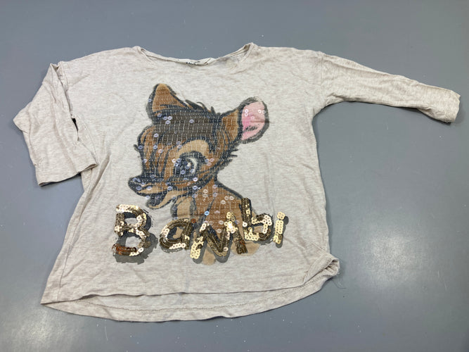 T-shirt m.l  beige flammé, Bambi avec sequins, moins cher chez Petit Kiwi