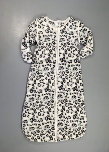 Sac de couchage velours léger manches amovibles blanc motifs léopard 90cm, moins cher chez Petit Kiwi