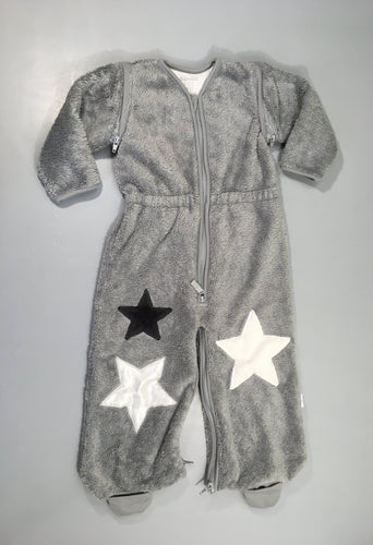 Sac de couchage gris velours à manches amovibles étoile blanche, moins cher chez Petit Kiwi