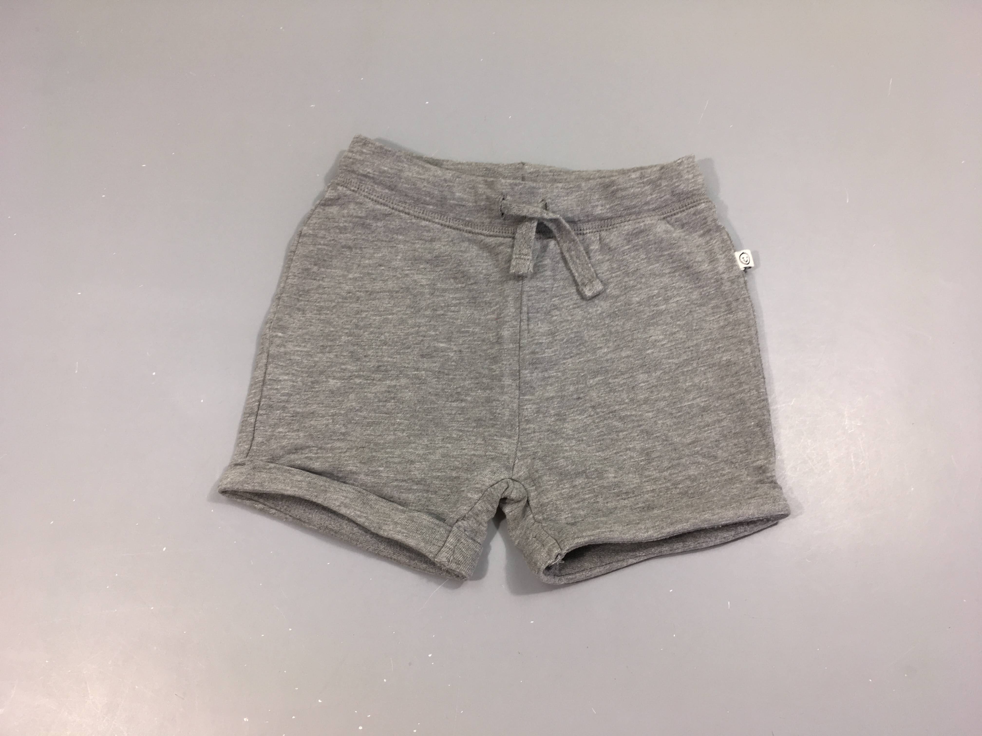 Short jersey à revers gris chiné
