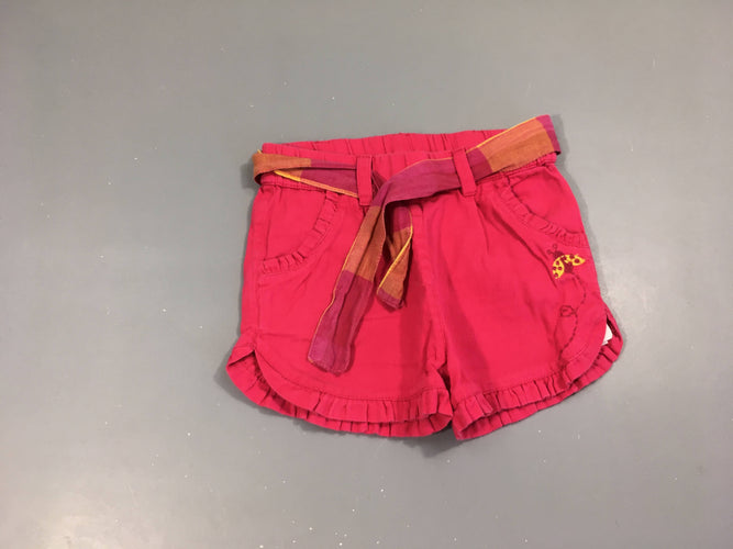 Short velours fuchsia froufrou, moins cher chez Petit Kiwi