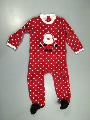 Pyjama velours rouge Père Noël, moins cher chez Petit Kiwi