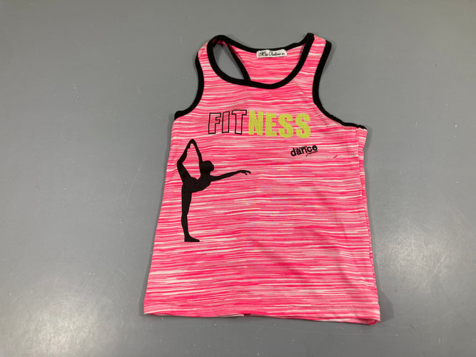 Débardeur de sport rose flammé blanc FitNess dance, moins cher chez Petit Kiwi