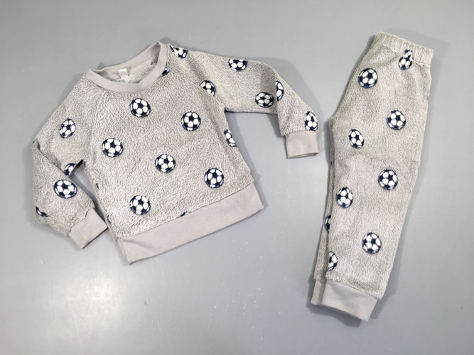 Pyjama 2pcs Peluche gris ballon foot, moins cher chez Petit Kiwi