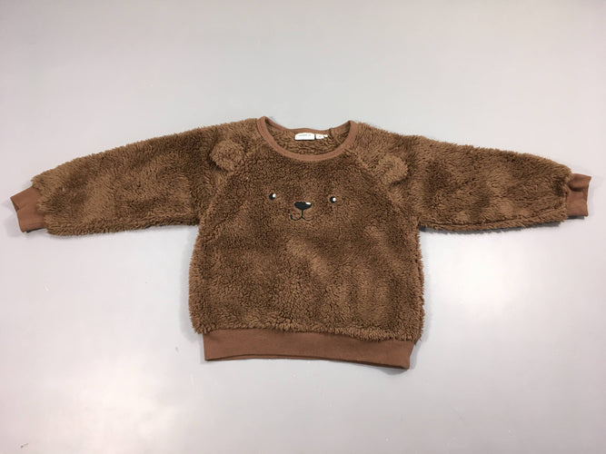 Pull peluche brun ours, moins cher chez Petit Kiwi