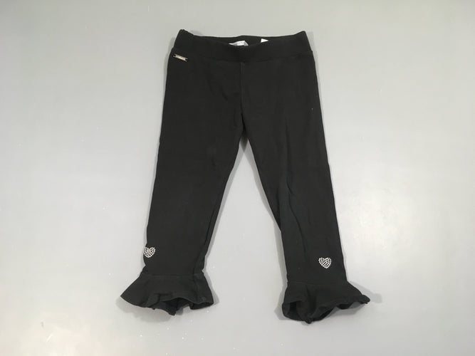 Legging noir coeur strass bas froufrou, moins cher chez Petit Kiwi