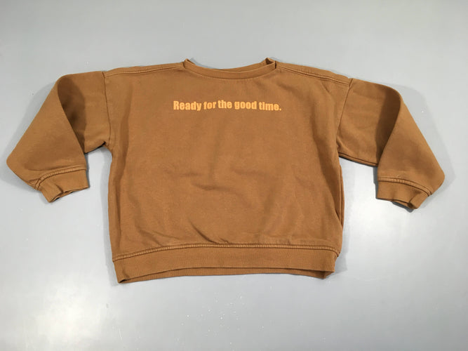 Sweat brun clair Ready, moins cher chez Petit Kiwi
