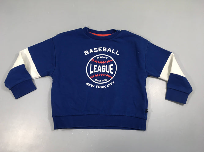 Sweat bleu Baseball Légèrement bouloché, moins cher chez Petit Kiwi