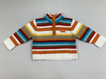 Pull mailles rayé multicolore col camionneur