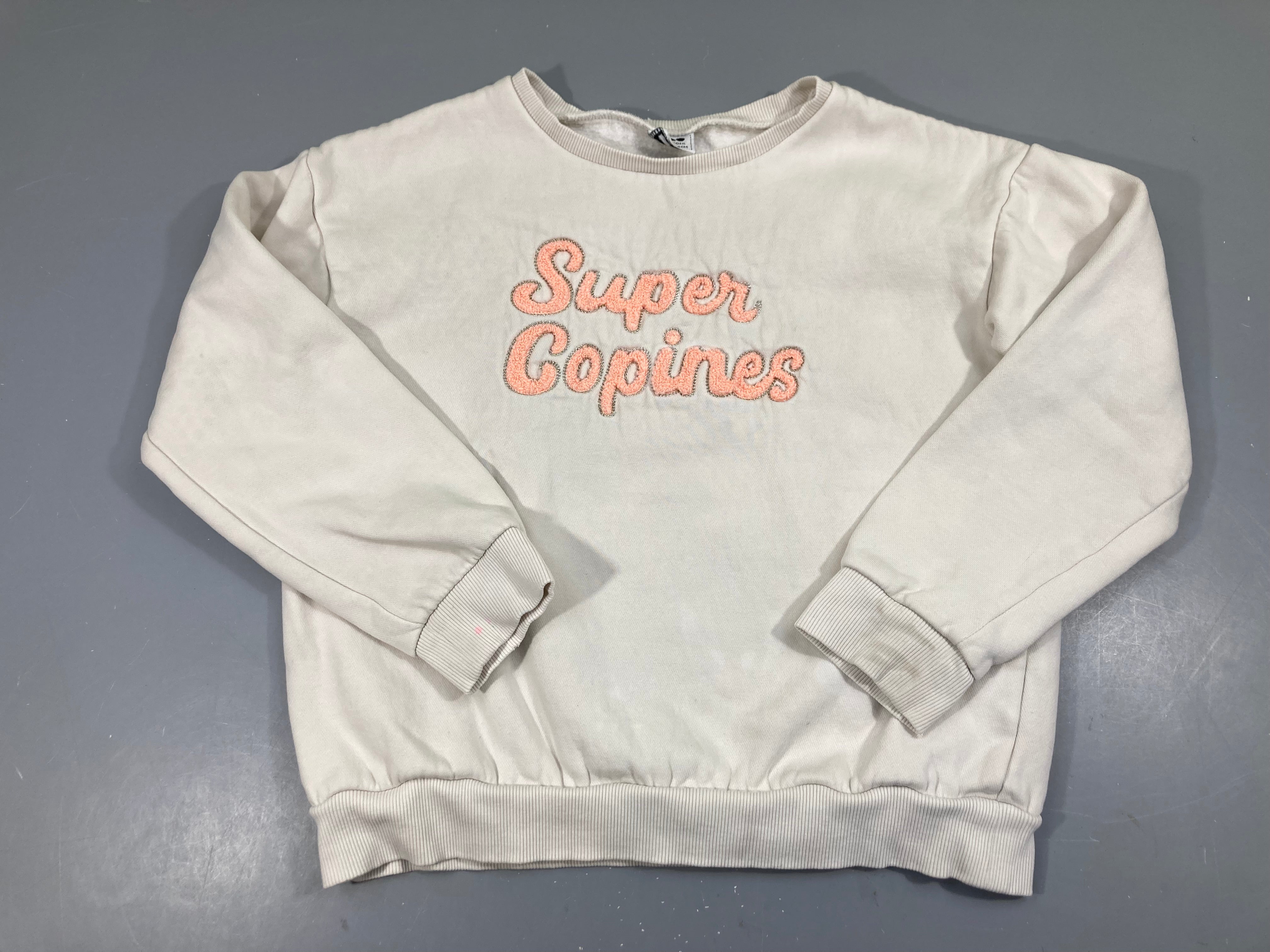 Sweat blanc Super Copines Tache manche