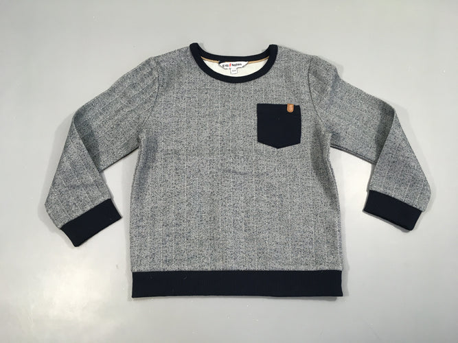Pull gris chevrons texturé poche bouloché, moins cher chez Petit Kiwi