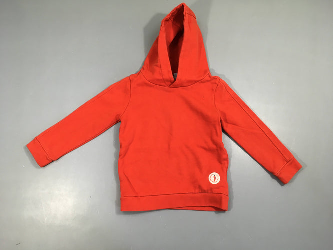 Sweat à capuche rouge orangé, moins cher chez Petit Kiwi