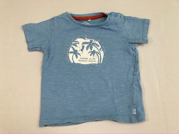 T-shirt m.c bleu flammé summer singe