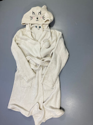 Peignoir velours blanc grisé capuche chat, moins cher chez Petit Kiwi
