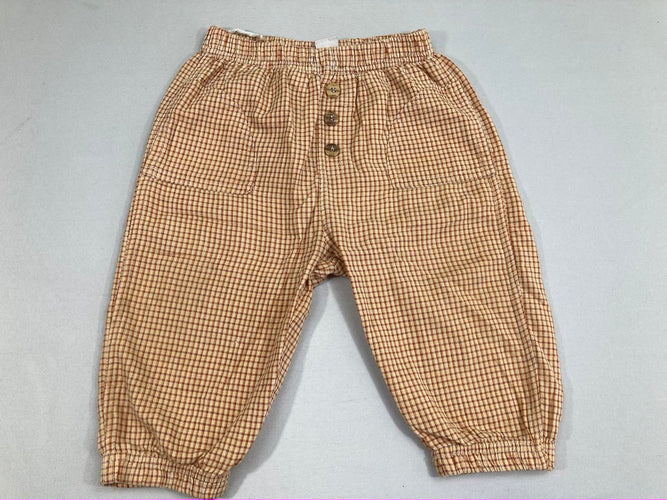 Pantalon léger à carreaux orange/jaune/blanc taille et chevilles élastiques, moins cher chez Petit Kiwi