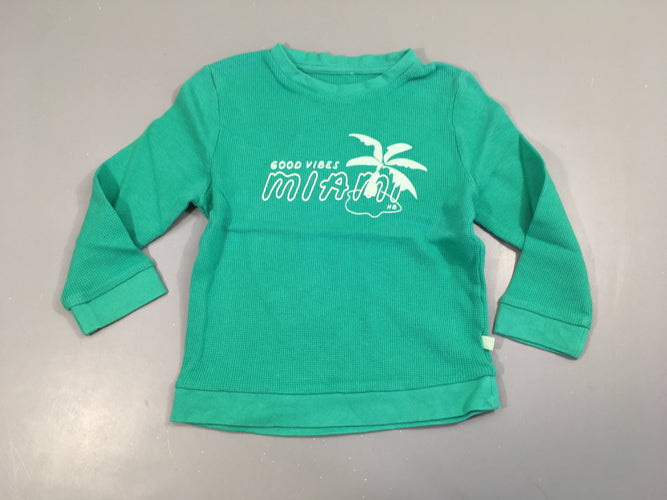 T-shirt m.l texturé vert, moins cher chez Petit Kiwi