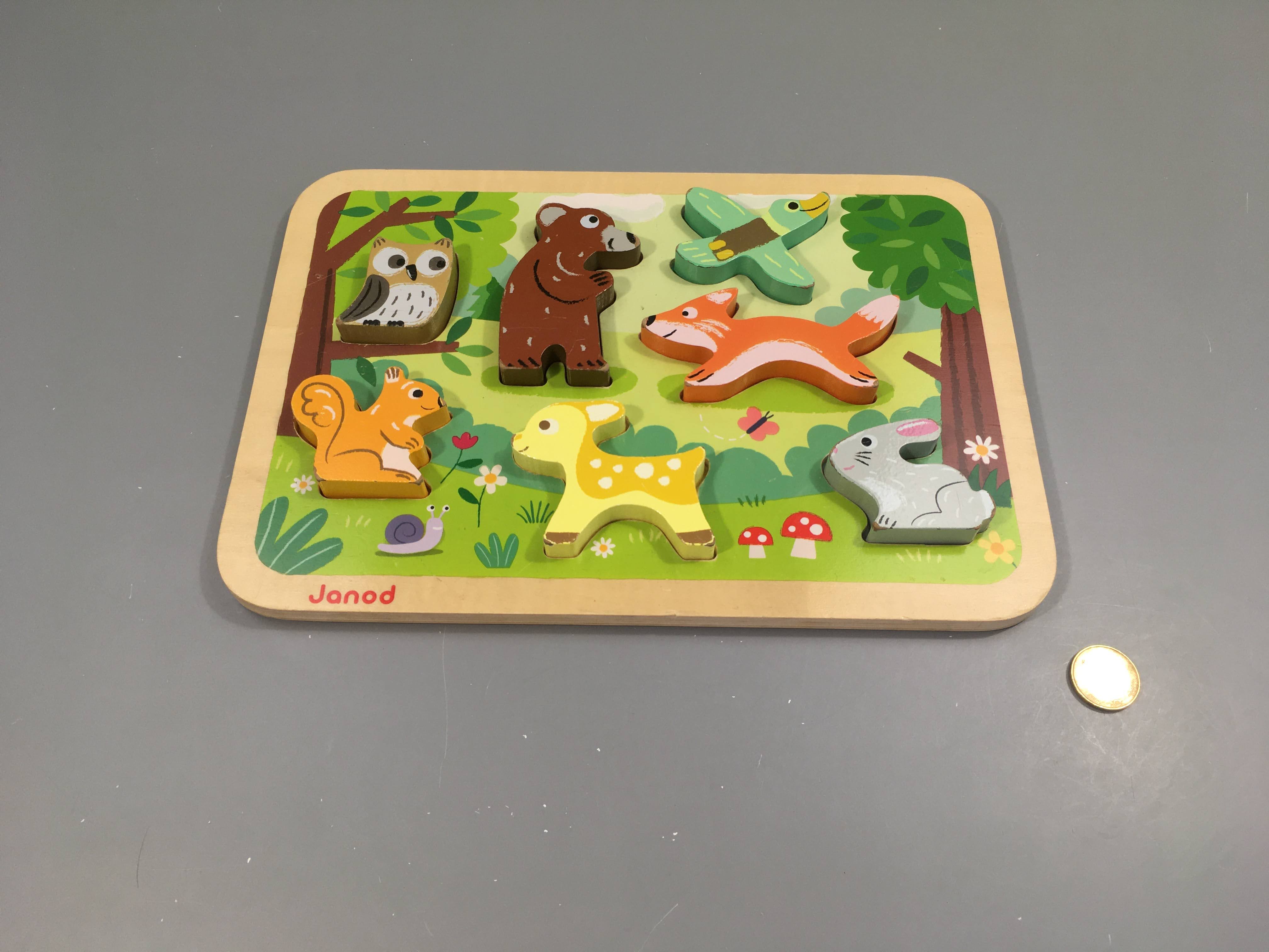 Planche puzzle en bois animaux de la forêt-Traces d'usure