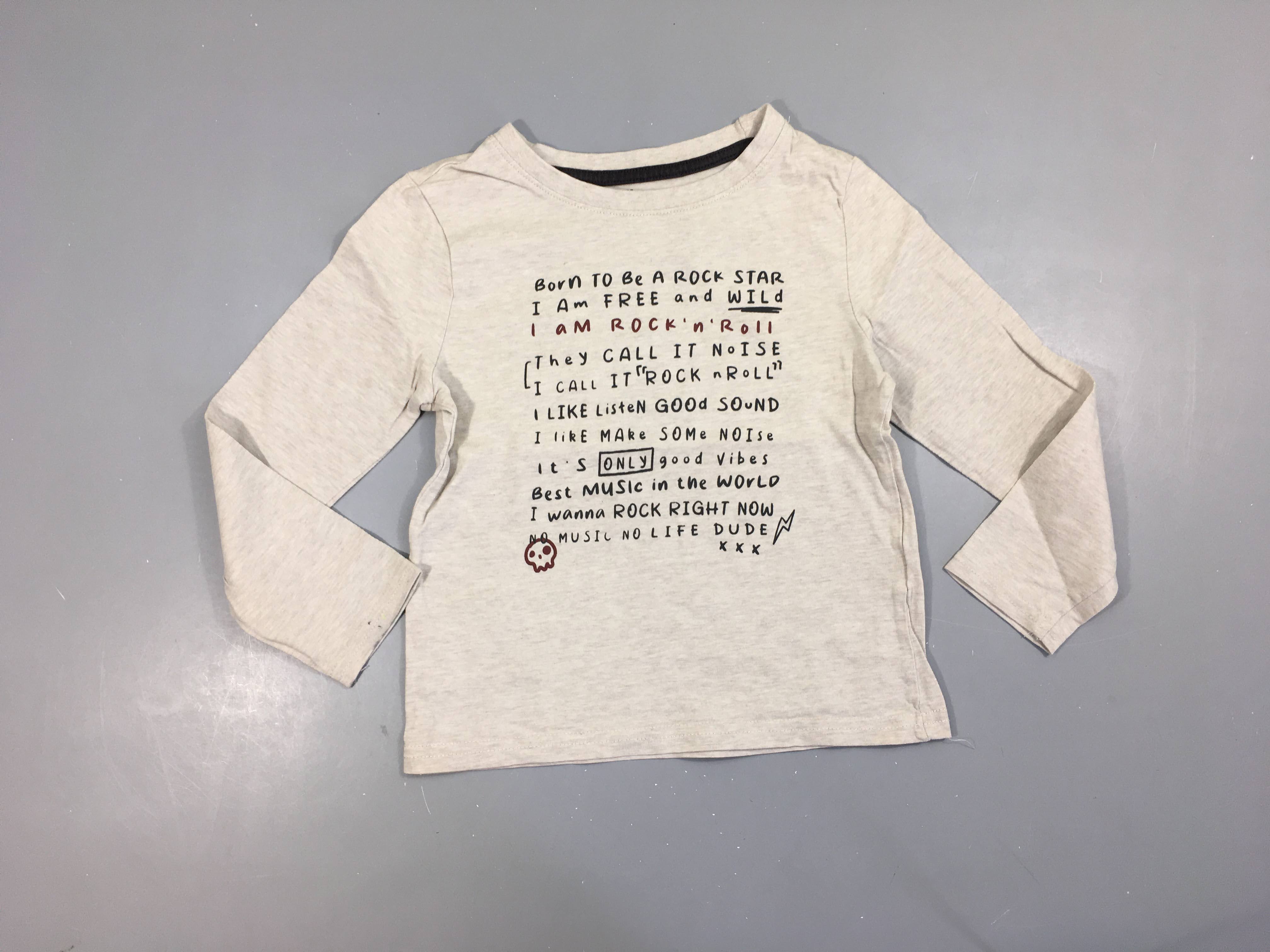 T-shirt m.l beige chiné écritures