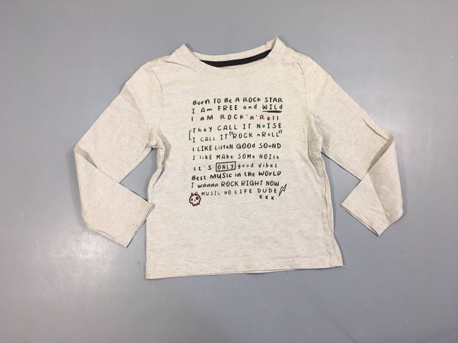 T-shirt m.l beige chiné écritures, moins cher chez Petit Kiwi