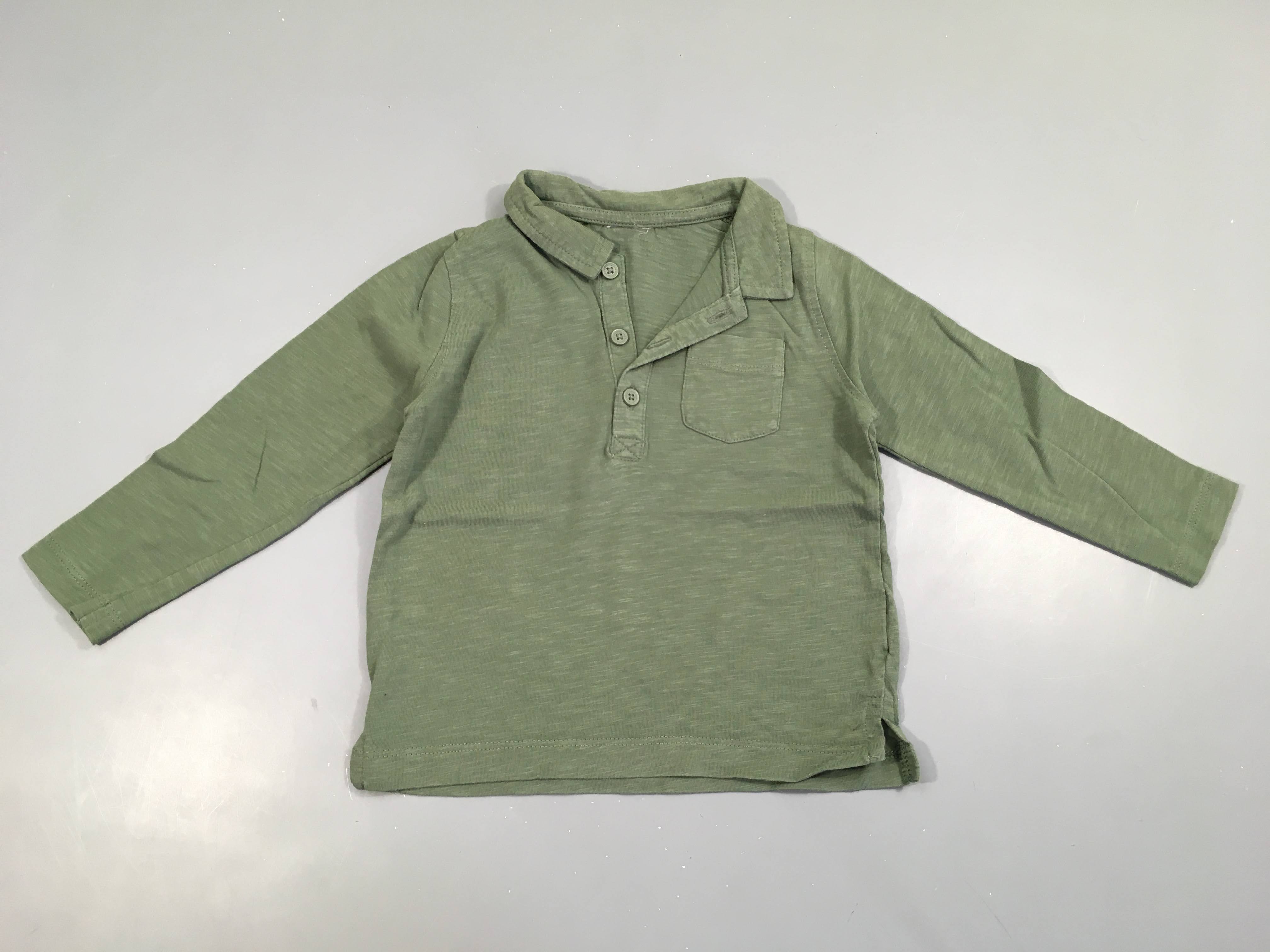 Polo jersey ml vert flammé