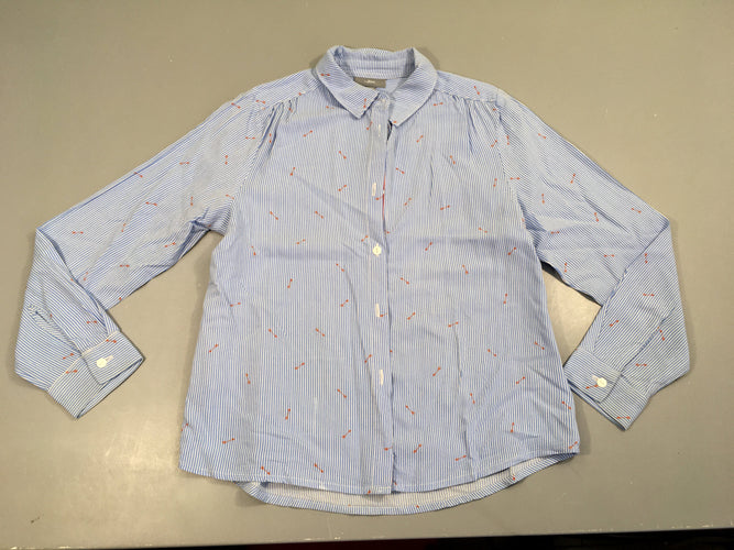 Chemisier blanc rayé bleu flèches, moins cher chez Petit Kiwi