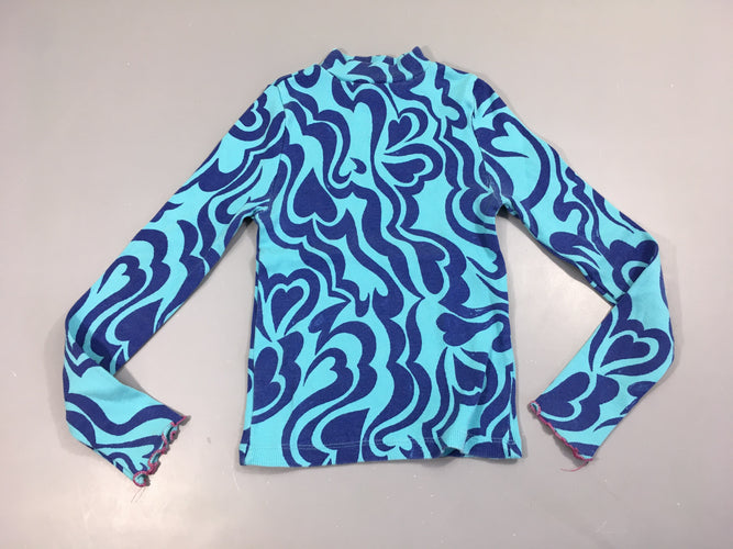 T-shirt m.l col montant bleu motifs turquoises, moins cher chez Petit Kiwi