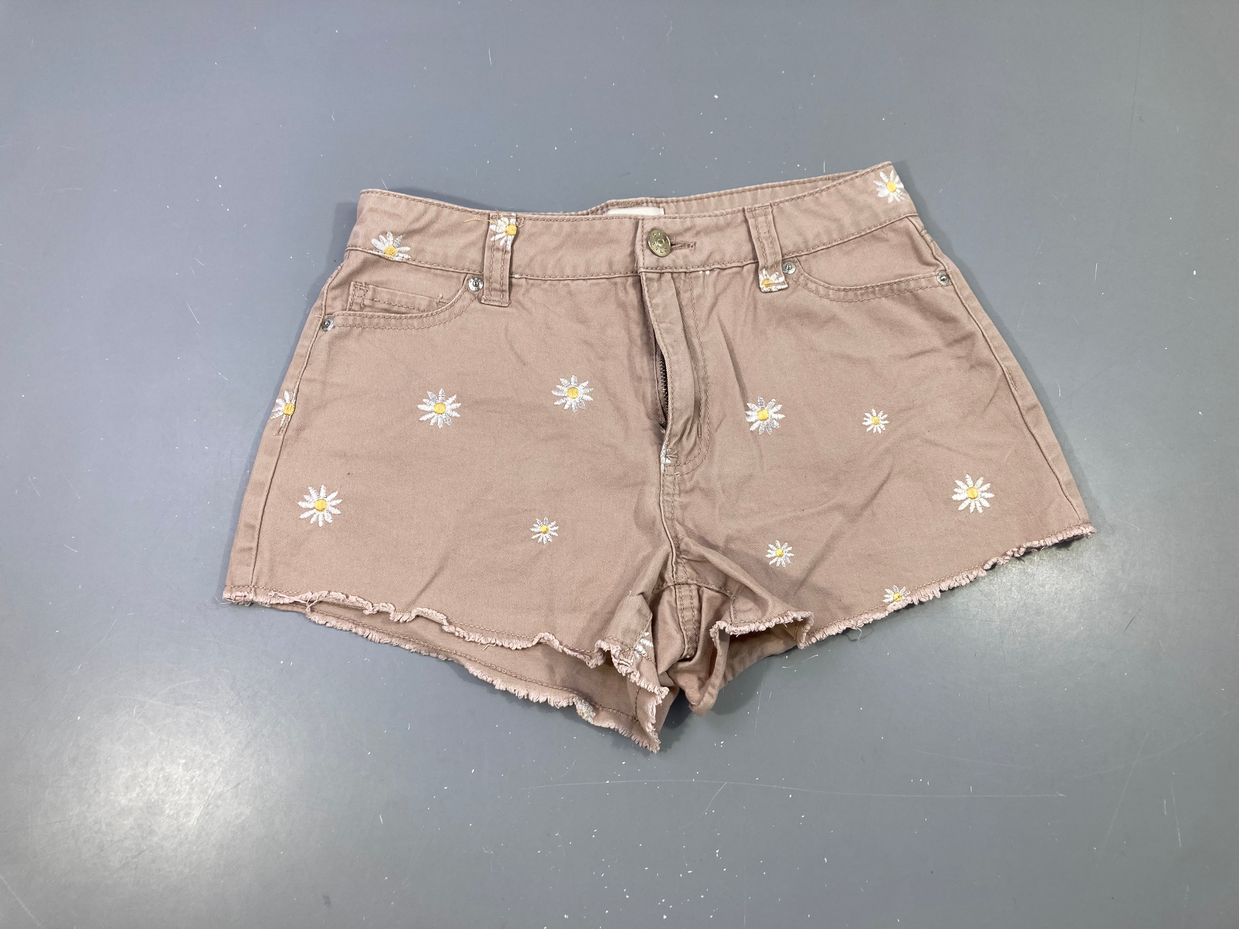 Short beige broderies fleurs