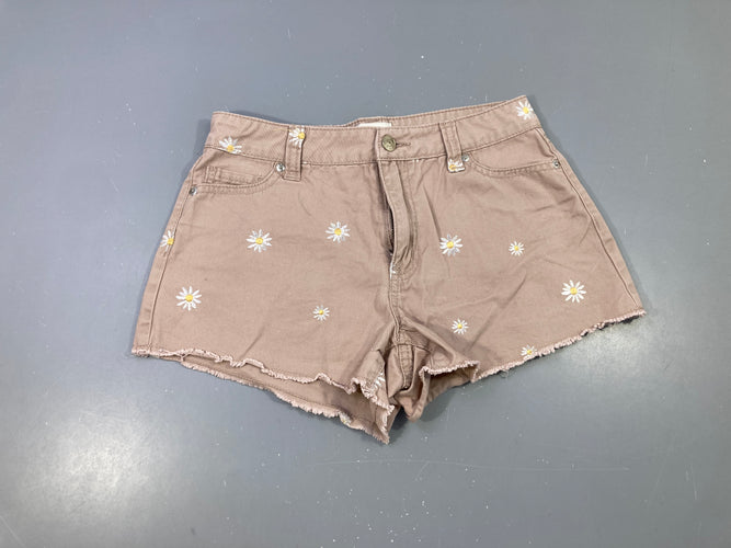 Short beige broderies fleurs, moins cher chez Petit Kiwi