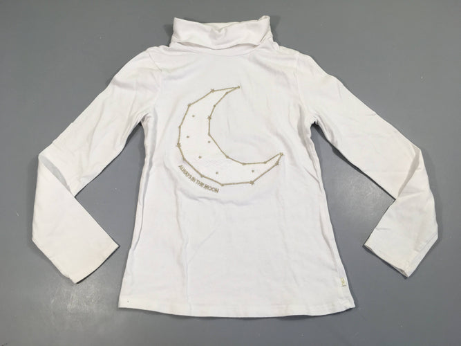 T-shirt m.l col roulé blanc lune constellation Légèrement bouloché, moins cher chez Petit Kiwi