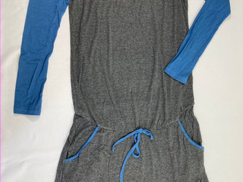 Robe m.l jersey gris foncé chiné/bleu foncé