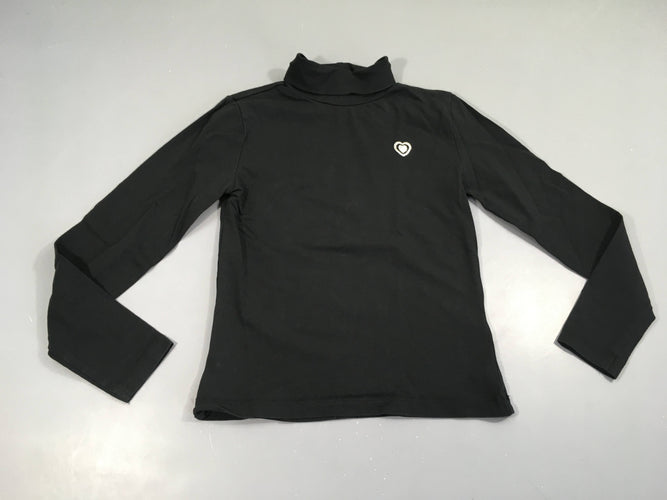 T-shirt m.l col roulé noir Coeur argenté irisé, moins cher chez Petit Kiwi