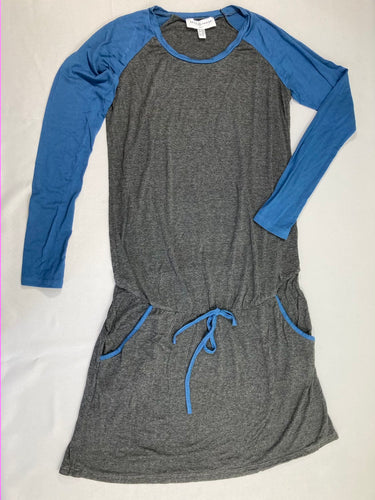 Robe m.l jersey gris foncé chiné/bleu foncé, moins cher chez Petit Kiwi