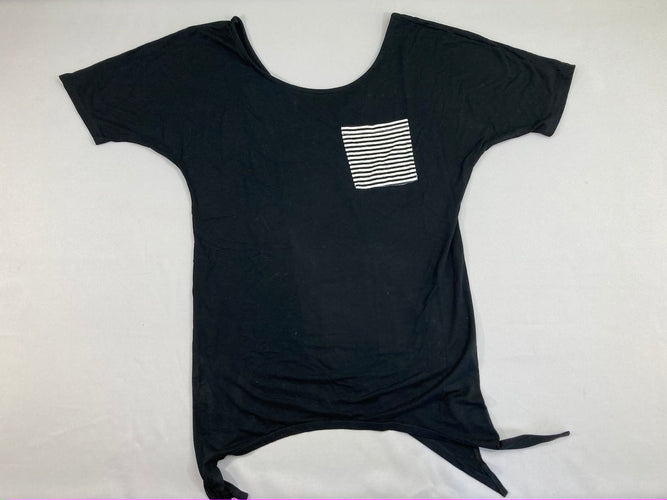 T-shirt m.c noir poche rayée, moins cher chez Petit Kiwi
