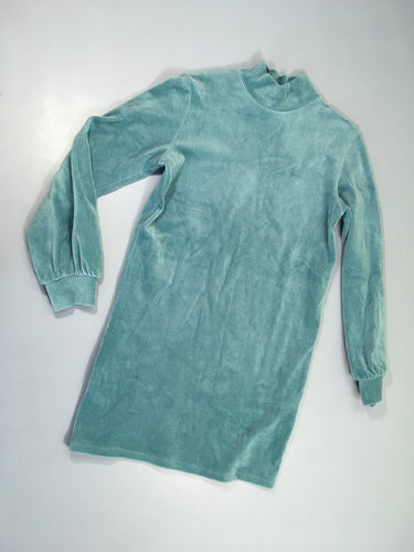 Robe m.l velours côtes menthe col montant, moins cher chez Petit Kiwi