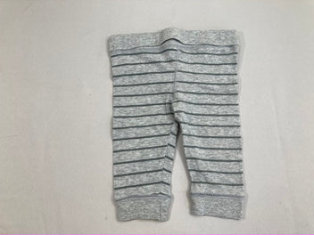 Pantalon jersey gris rayé kaki, légèrement bouloché