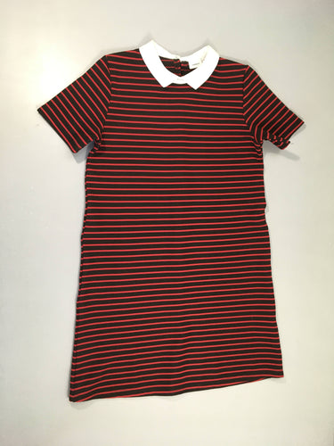 Robe m.c texturée rayé rouge-noir col, moins cher chez Petit Kiwi